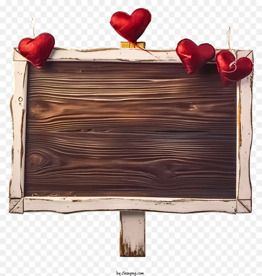 segno di legno - Segno di San Valentino con cuori rossi sospesi