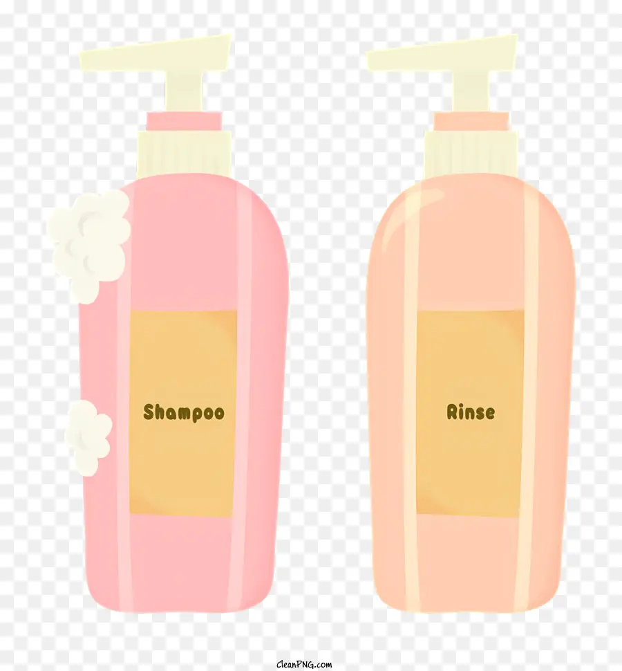 shampoo shampoo shampoo rosa shampoo shampoo bottiglia - Due bottiglie di shampoo con schiuma bianca in cima