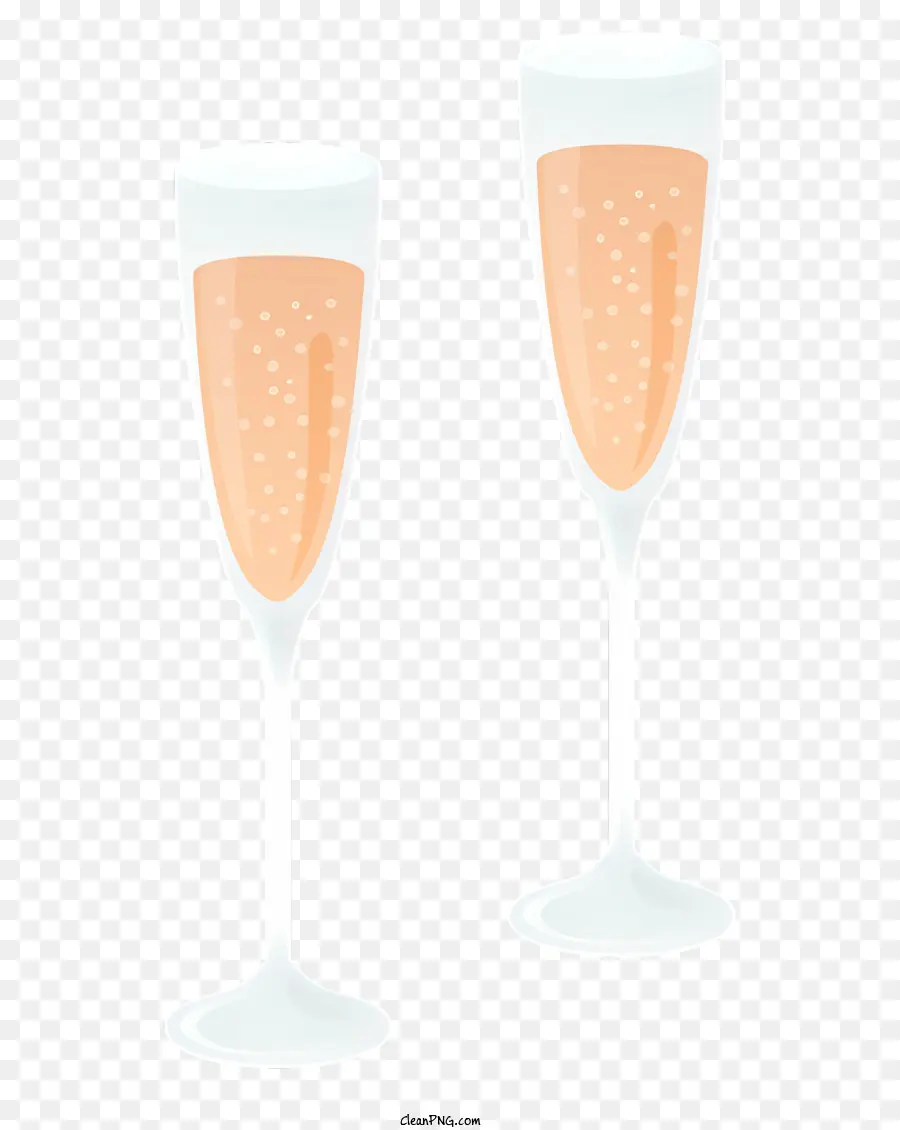 sfondo bianco - Bicchieri di champagne da cartone animato con schiuma
