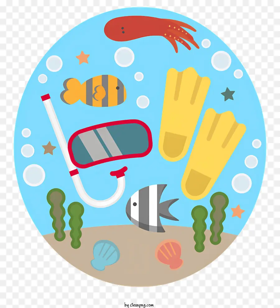 icon sea creature scuba gear flippers snorkel