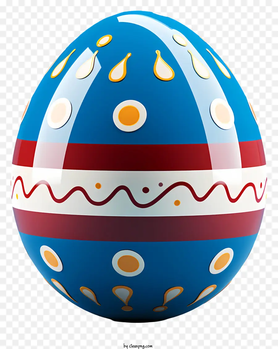 Stile realistico Pasqua di uovo di uovo blu di uovo rossi punti bianchi - Immagine digitale di uovo blu con motivo a punti