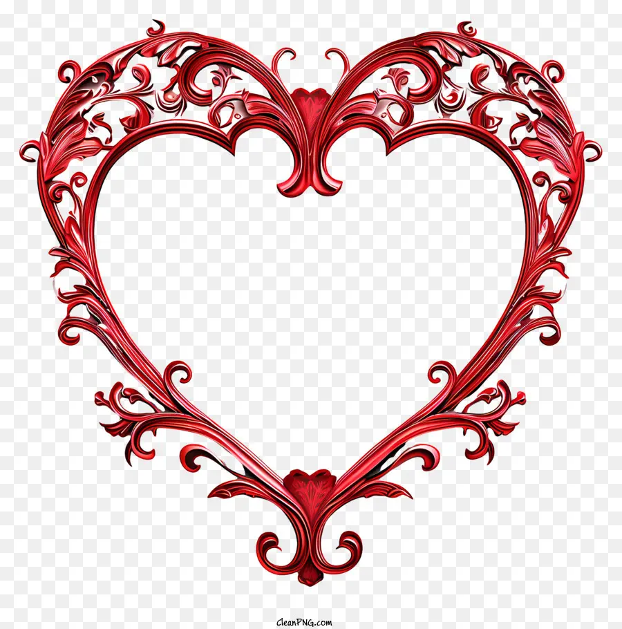valentine khung - Khung trái tim màu đỏ với chạm khắc phức tạp và giọng vàng