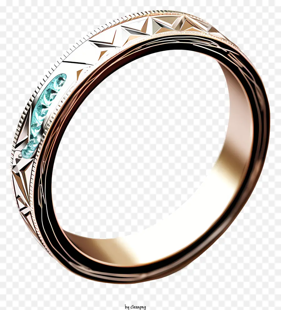 Anello nuziale disegnato a mano Gold Band Diamond Diamond Anello di fidanzamento ad incastro anelli in oro ad anello nuziale di design inciso - La fede nuziale d'oro con diamante blu simboleggia l'amore eterno