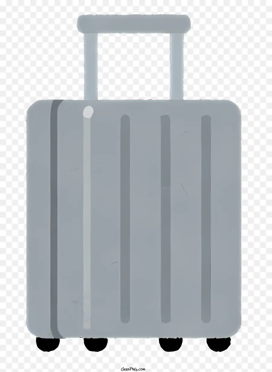 Reisegepäck - Grauer Koffer mit Griff und Rädern auf Schwarz