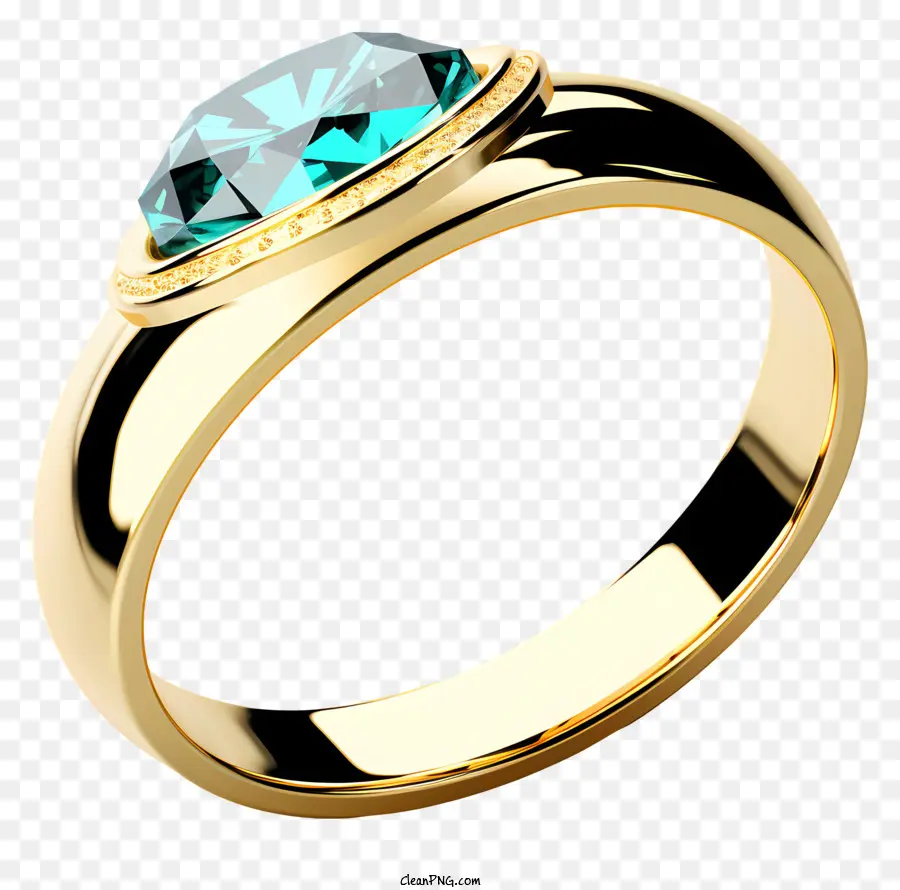 flat wedding ring engagement ring rectangular shape yellow gold oval blue stone