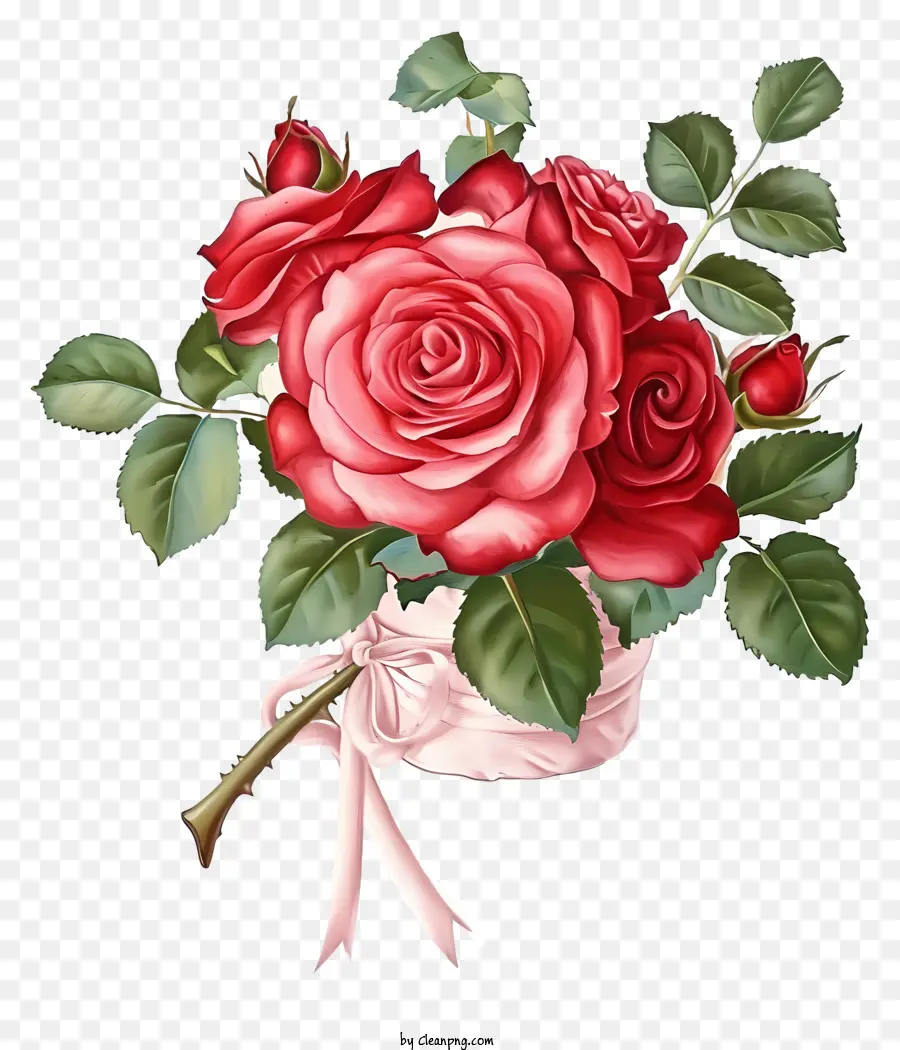 Valentine Rose Floral Art in bianco e nero Bouquet di rose rosse nastro legato in un fiocco fresco rose - Foto in bianco e nero di rose rosse legata al nastro