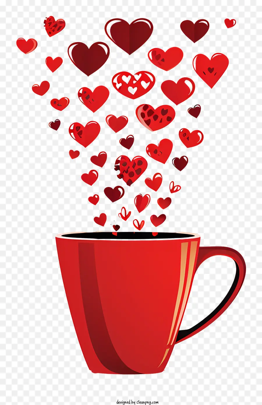 biểu tượng tình yêu - Cup với trái tim bay, nền đen, chủ đề tình yêu