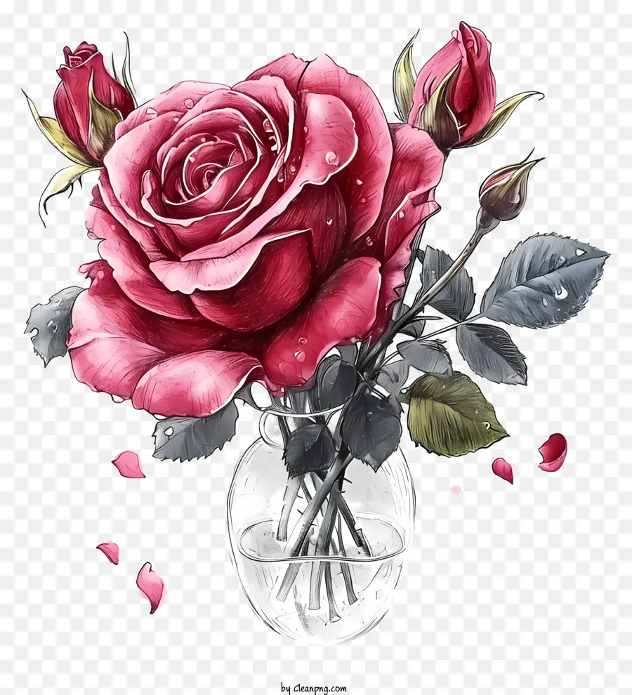 rose rosa - Bellissimo bouquet di rose rosa su sfondo nero