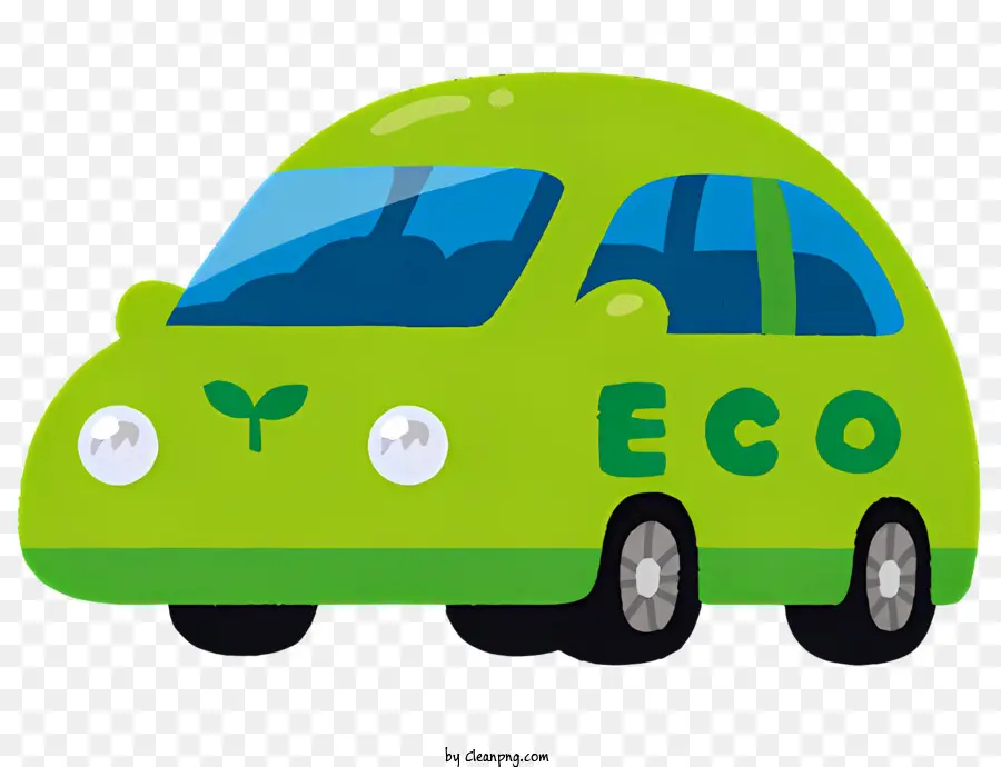 Xe Logo - Màu xanh lá cây, xe sinh thái với logo cây và vô lăng nhỏ