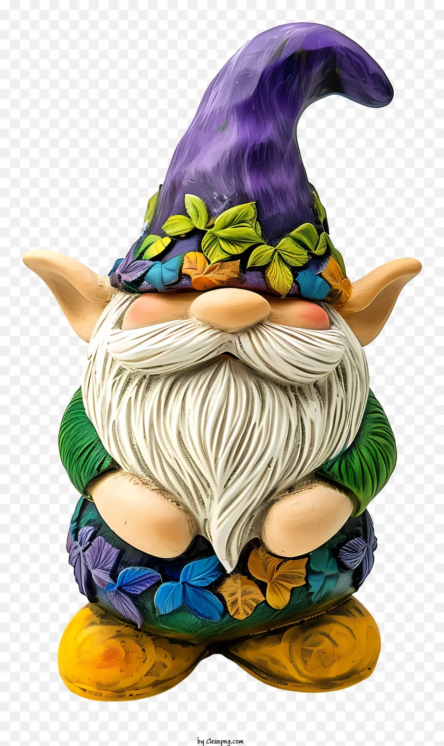 mardi gras gnome gnome statue green and purple gnome red beard gnome green hat gnome