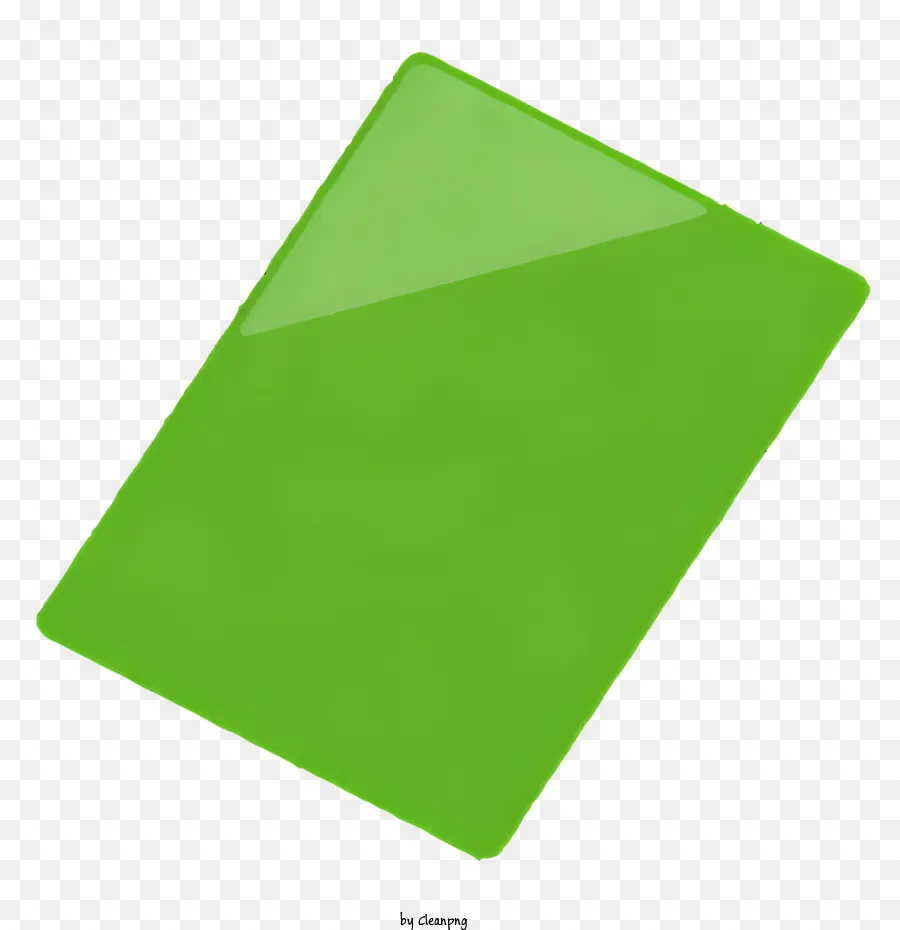 icon grün rechteckiges Objekt Hochglanzoberfläche von oben links leicht transparent beleuchtet - Grüner glänzendes Rechteck schwebt auf schwarzem Hintergrund