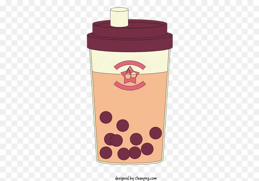 Bubble Tea - Zeichnung von rosa Bubble -Tee in Plastikbecher
