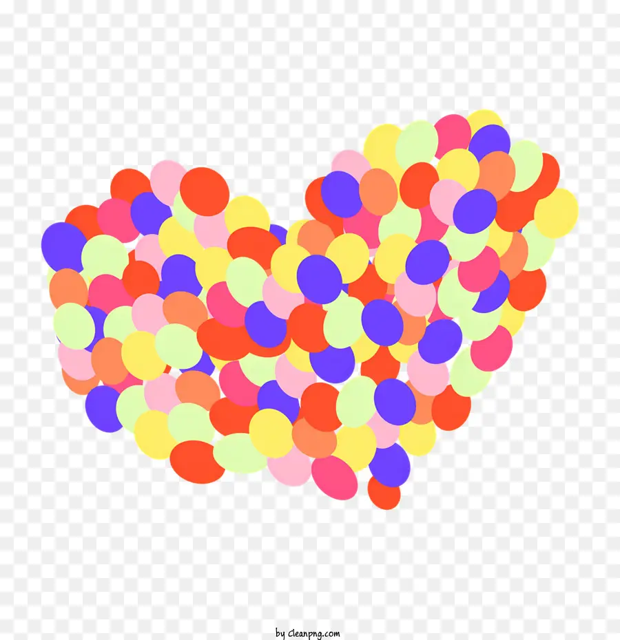 astratto cuore - Cuore colorato fatto di piccoli cerchi su sfondo nero