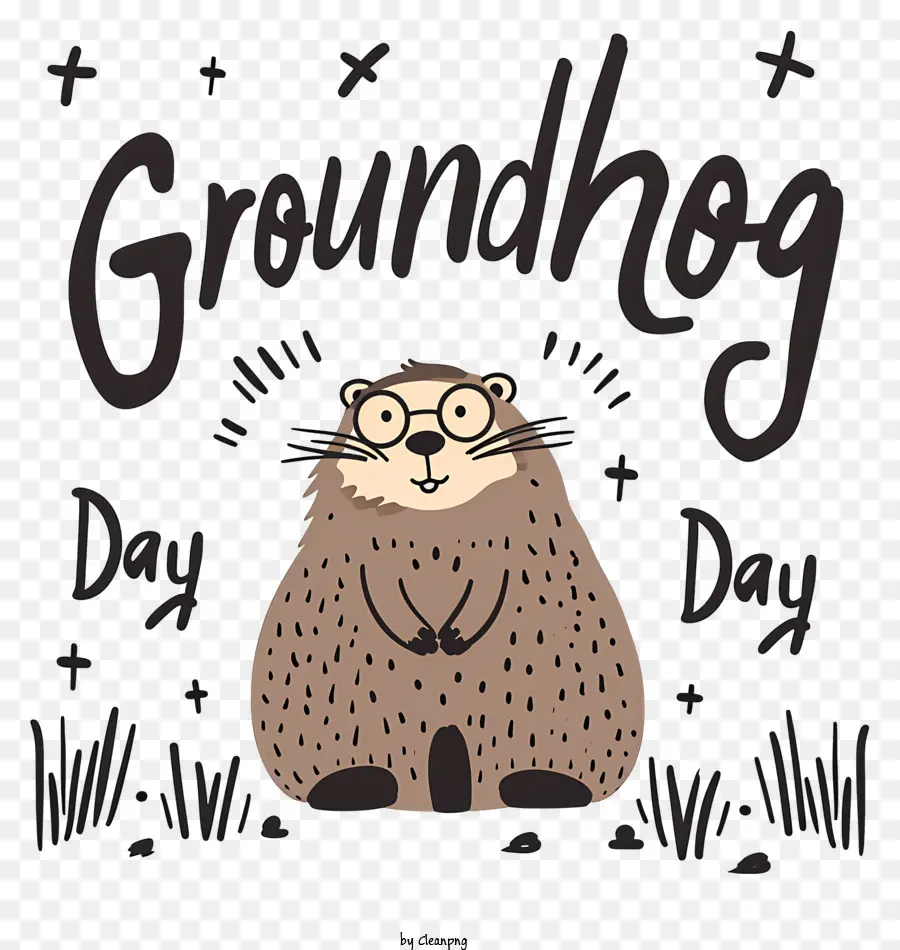 ngày chuột chũi - Groundhog dễ thương với kính ngồi dưới những vì sao
