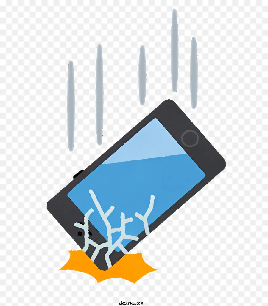 Icon Cracked Screen Smartphone Reparatur Wasserschäden beschädigtes Smartphone - Beschädigtes Smartphone mit gerissenem Bildschirm und Wasser