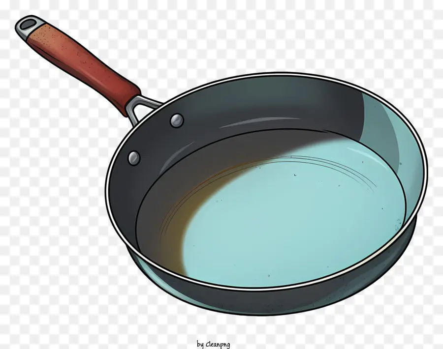 cooking frypan pan wooden handle metal pan smooth surface
