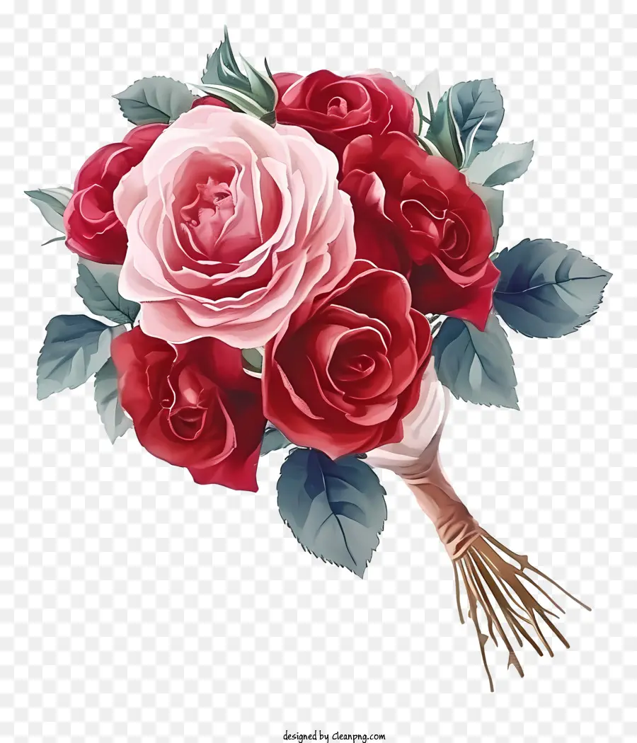 bó hoa hồng - Bouquet tròn của hoa hồng đỏ và hồng