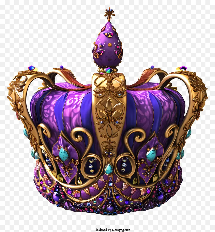 corona - Corona d'oro con grande rubino e perle