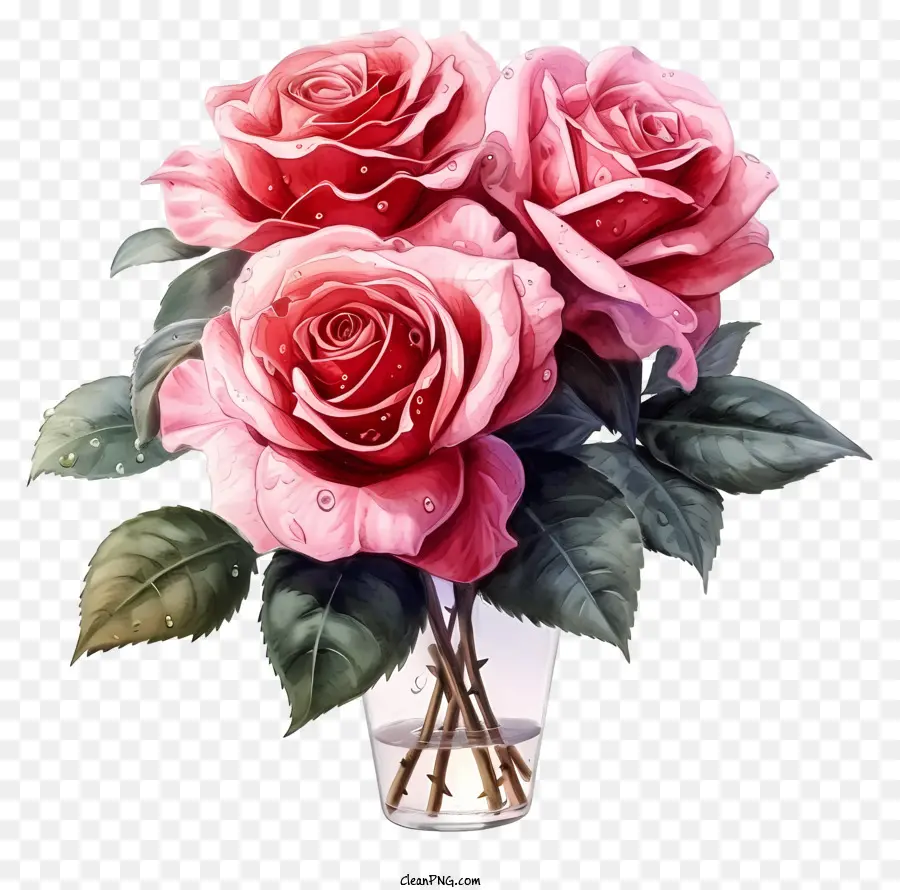 rosa Rosen - Ruhiges Bild: 3 rosa Rosen in der Vase