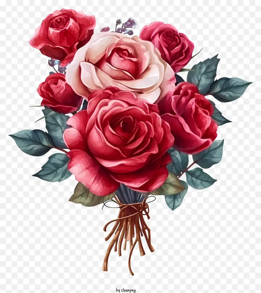 caduta petali - Bouquet di rose rosse e bianche nello spazio scuro