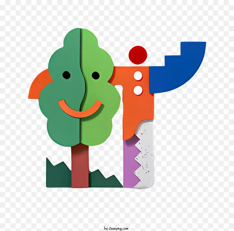 Icon Cartoon personaggio del corpo verde scarpe rosse sorriso - Personaggio dei cartoni animati con libro e matita nella foresta