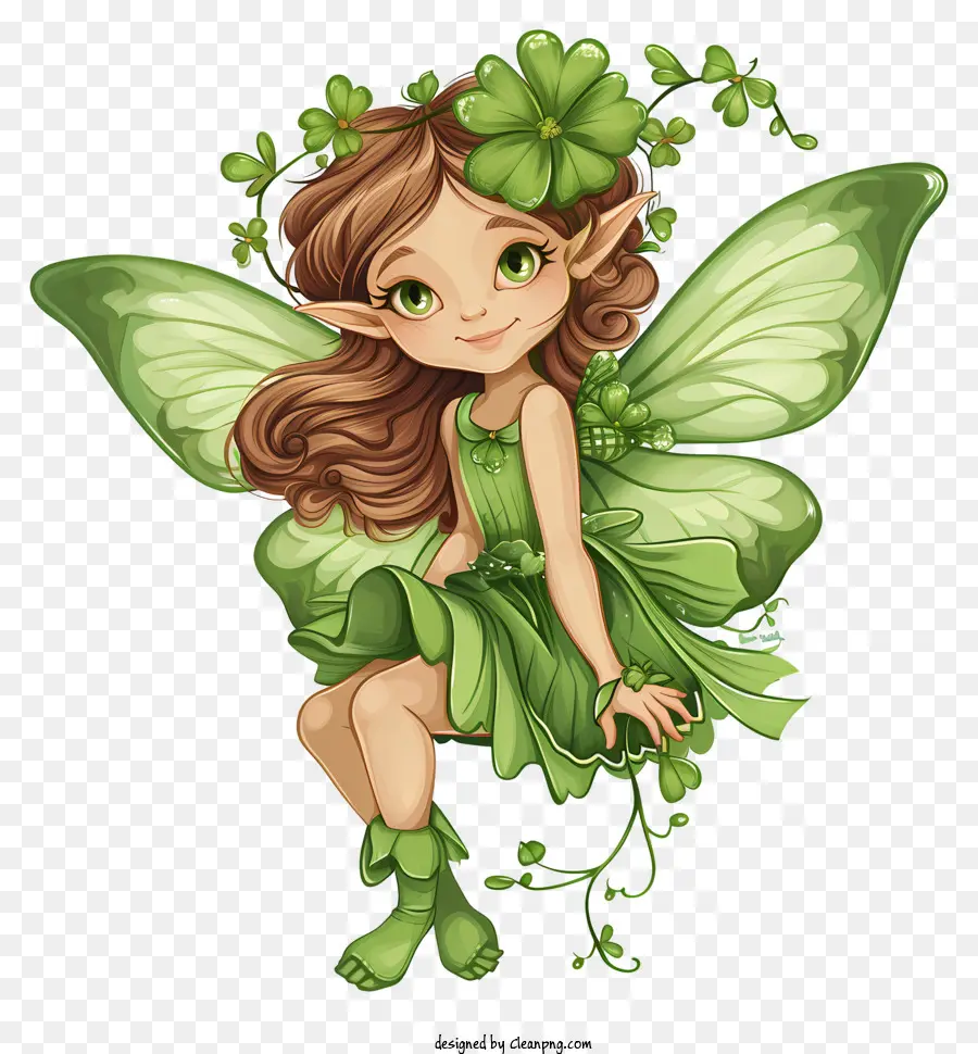 st. patrick ngày - Fairy dễ thương với chiếc váy cỏ ba lá màu xanh lá cây