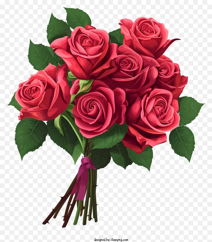 Rote Rosen - Sieben langstielige rote Rosen mit rosa Blütenblättern