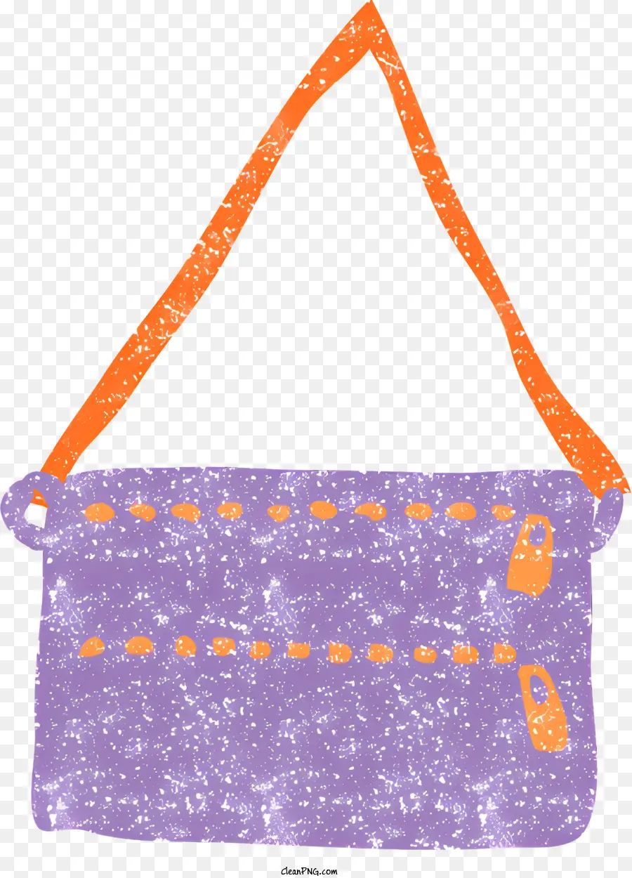 Icon Purple Handtasche Orange und weißer Riemen Reißverschluss Schwarzgriff - Lila Handtasche mit Orangen/Weißgurt, Reißverschluss, schwarzer Griff, weiße Vordertasche