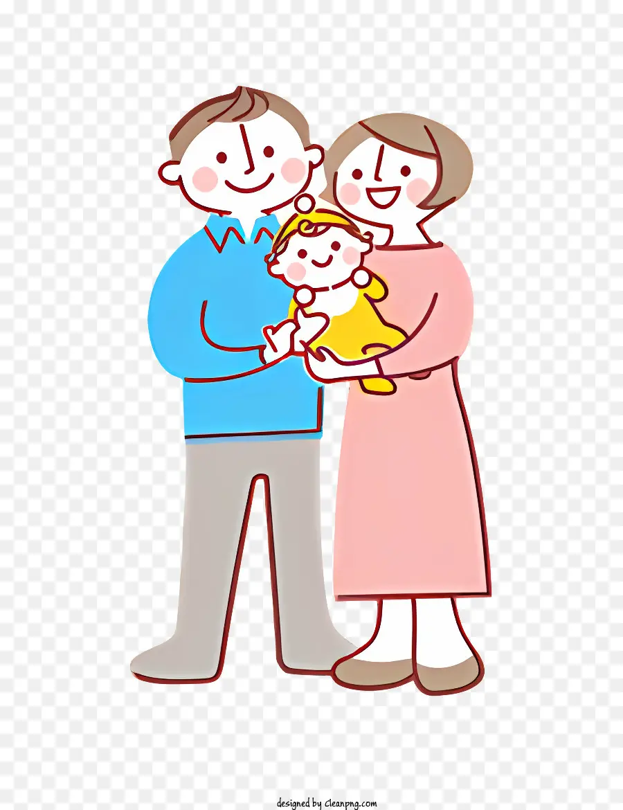 bộ ria mép - Cặp đôi với em bé, tất cả đều mỉm cười, trong hình
