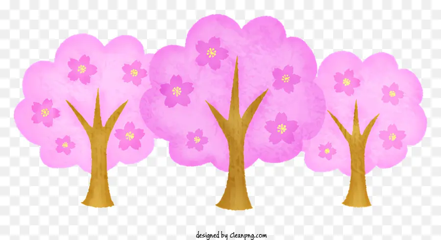 icon fiori di ciliegio fiore di ciliegio alberi rosa fiori fiori di ciliegio - Tre alberi di fiori di ciliegio in piena fioritura, rosa
