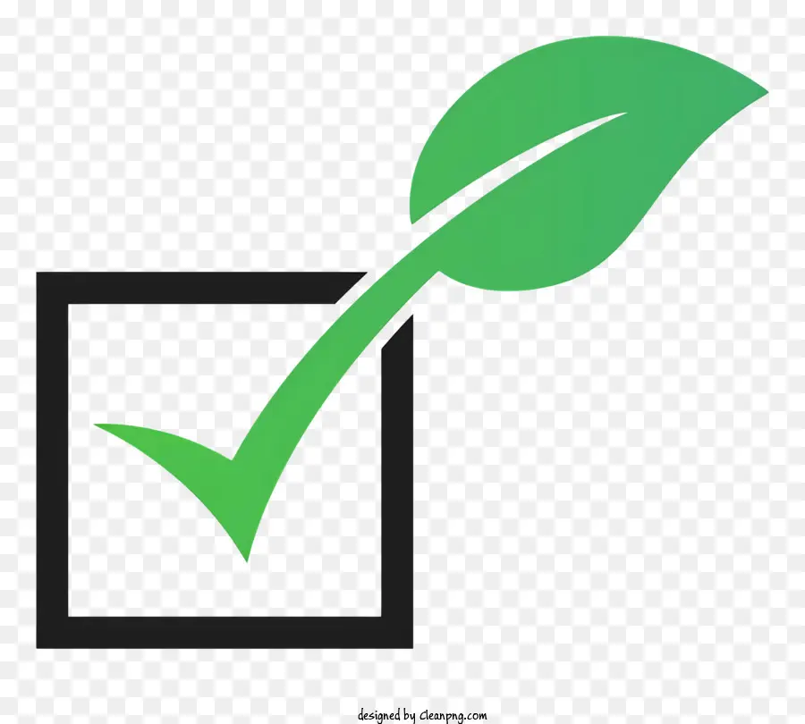 grüner Haken - Grafiksymbol eines einfachen grünen Blattes