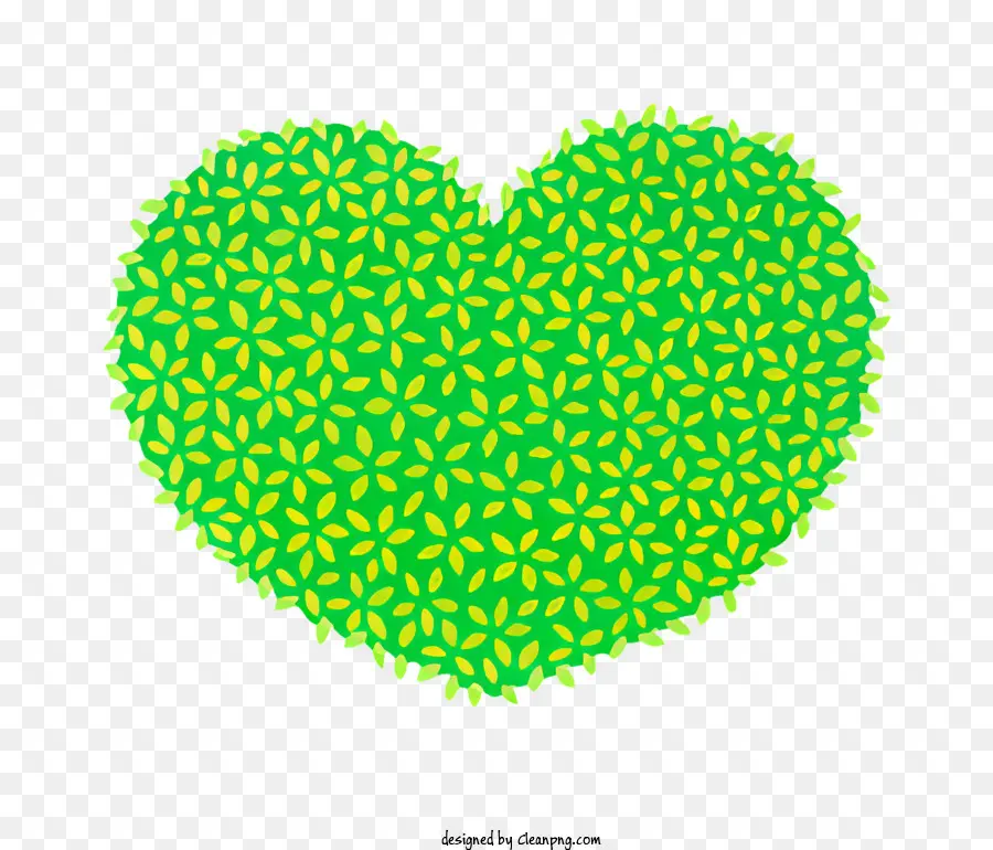 a forma di cuore - Cuore verde con foglie delineate in bianco