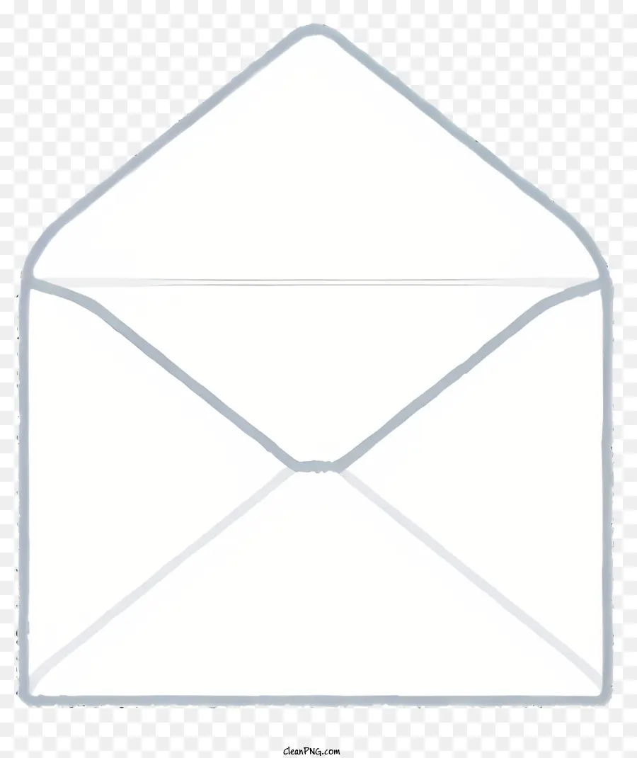 icona busta aperta aperta busta busta bianca con busta disegnata a mano - Busta aperta a mano in bianco e nero con nastro