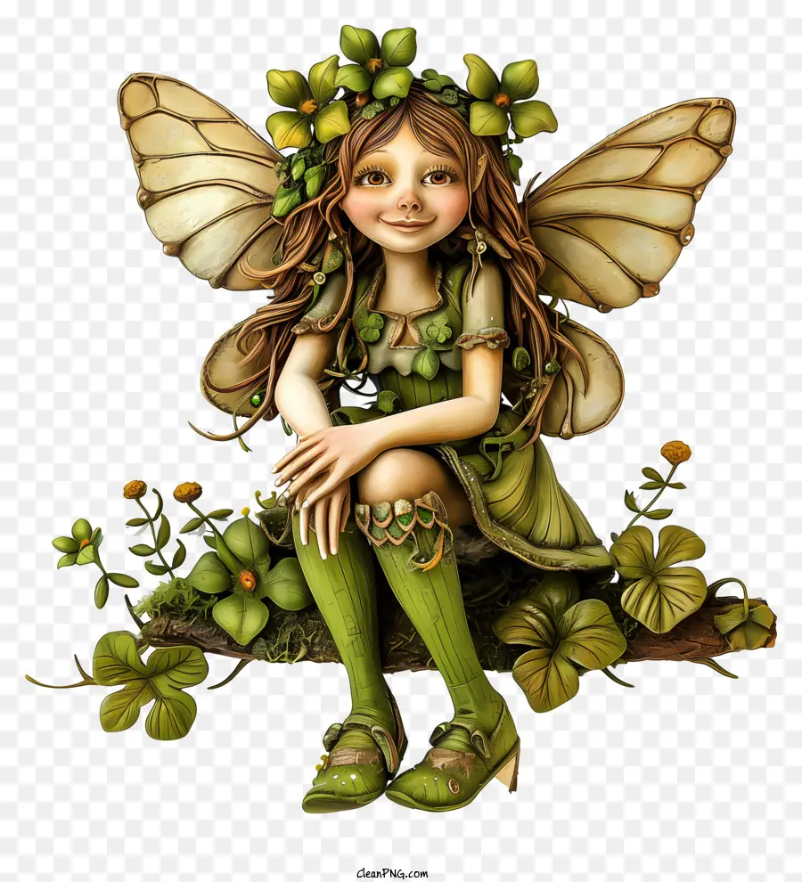 st. patrick ngày - Cô gái mặc màu xanh lá cây ngồi trên đá trong rừng