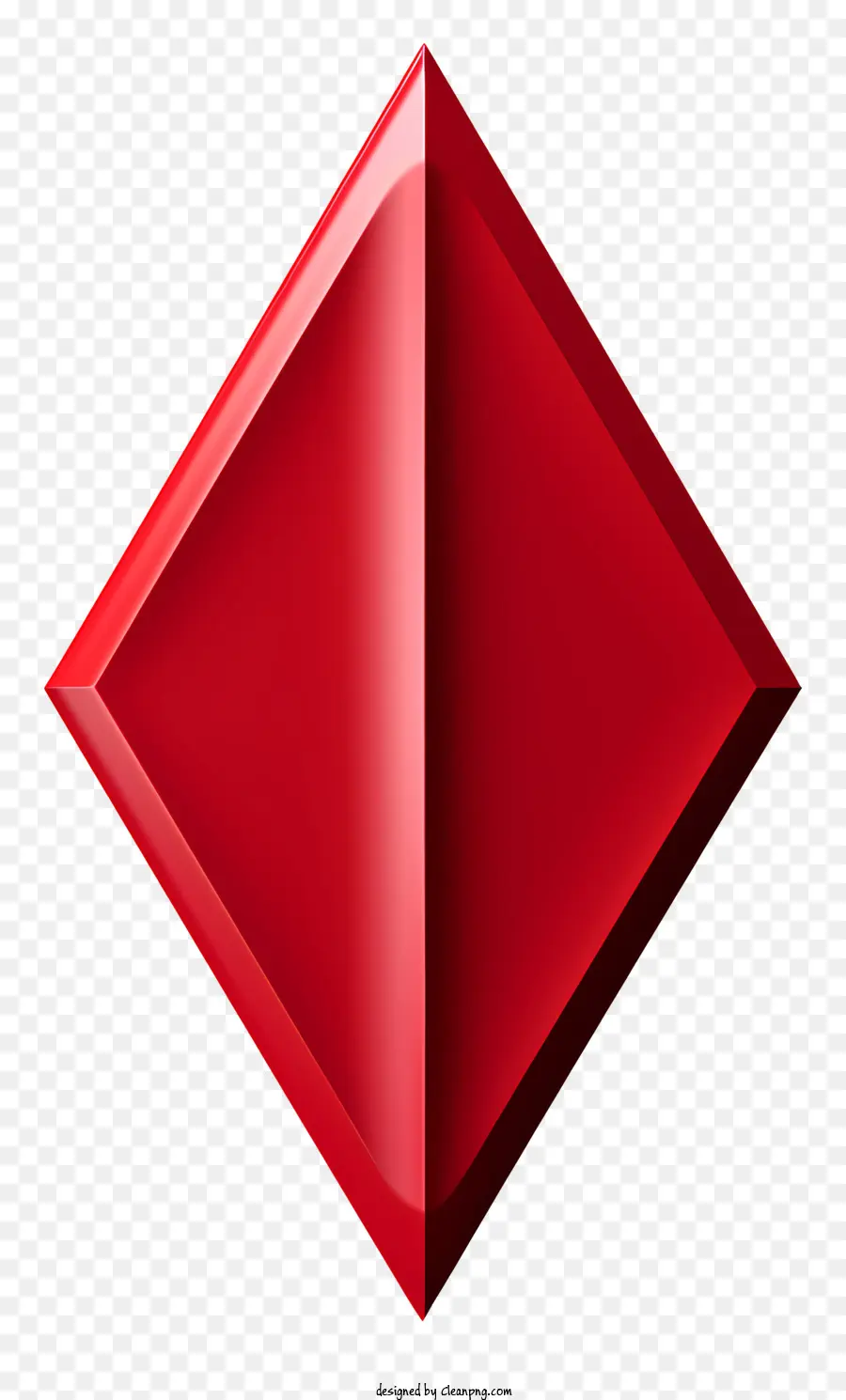 flacher rotes Pfeil rotes Diamant glänzender Oberfläche ohne Reflexion feste Objekt - Roter Diamant mit glänzender Oberfläche auf schwarzem Hintergrund