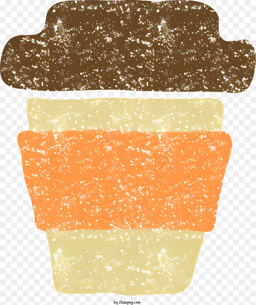 2024 Jährliche Kalenderbecher Braun und orangeweißes Glasur erschöpftes Erscheinungsbild - Cartoonähnliche, abgenutzte Tasse mit braunen und orangefarbenen Tönen