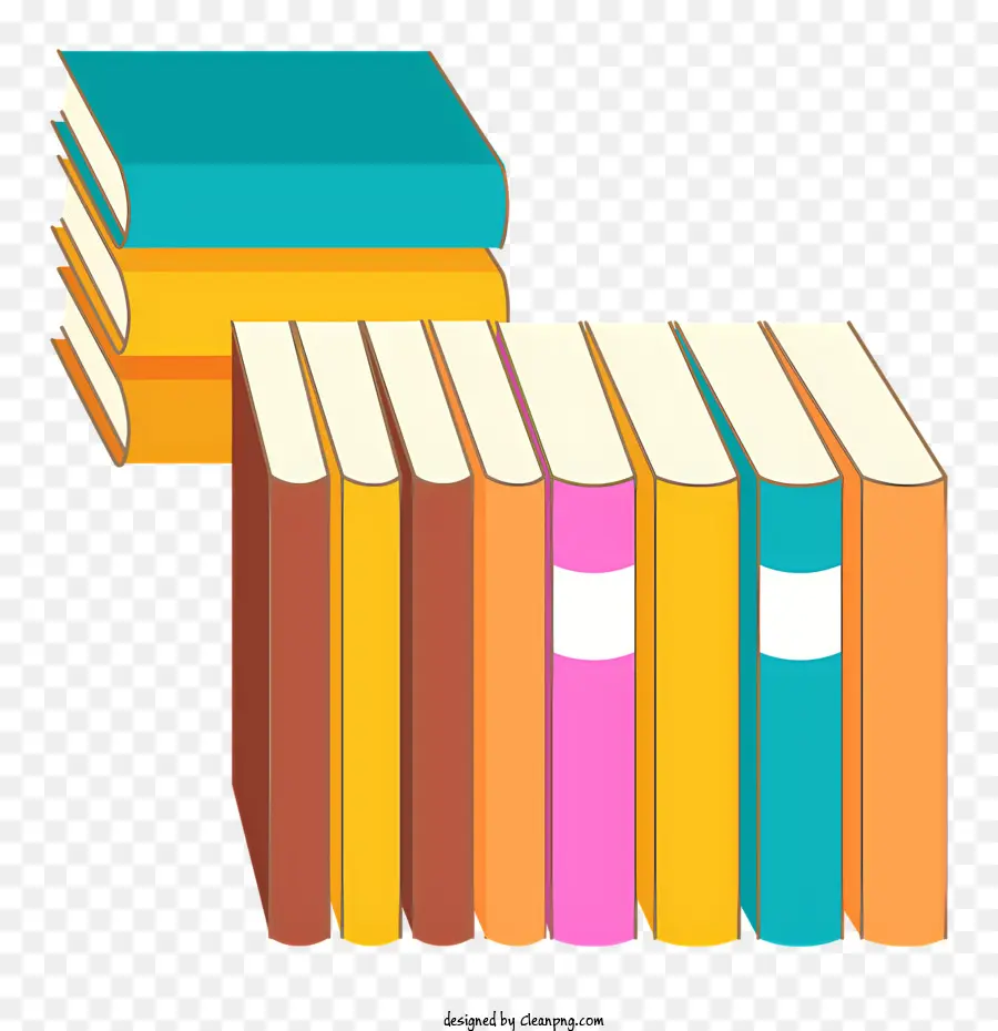 Biểu tượng sách sách đầy màu sắc được tổ chức gọn gàng - Sách xếp chồng đầy màu sắc trên nền đen