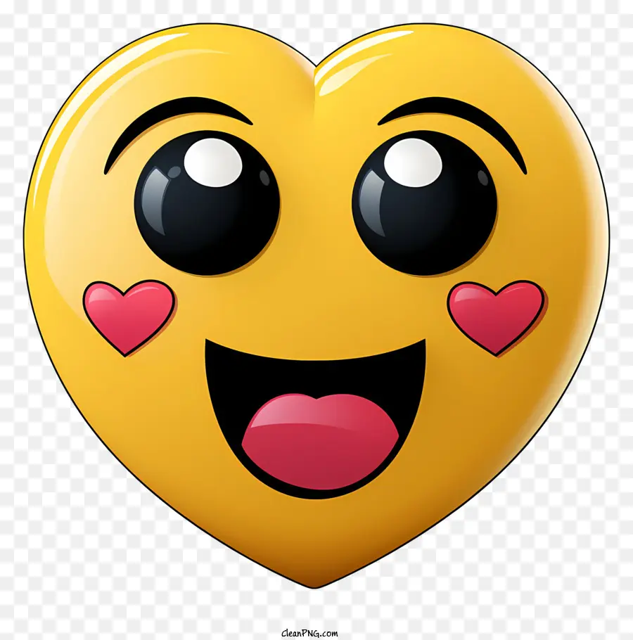 Emoji con gli occhi del cuore Giallo cuore emoji a forma di cuore a forma di emoji sorridente emoji giallo emoji con cuori rossi - Emoji del cuore giallo cartoon con guance rosse