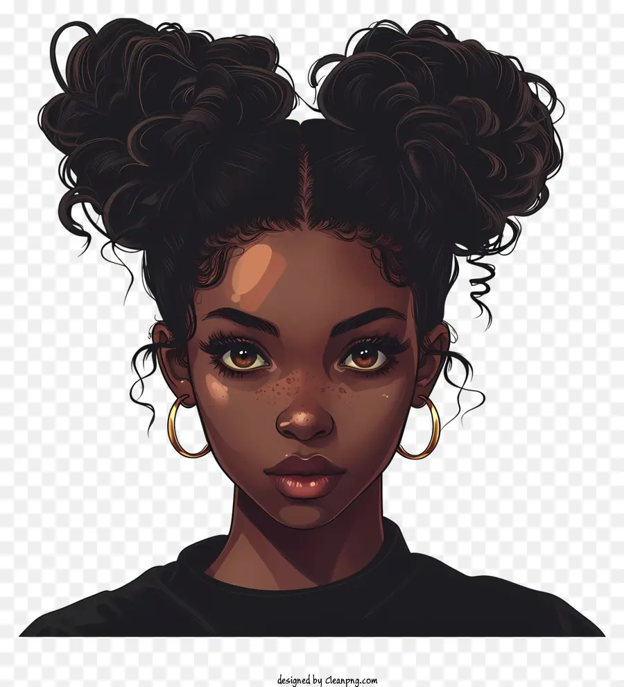 Black History Month Woman Hair Black Top Top Gold Hoop Earring - Neutro, misterioso e sicuro di uno stile spigoloso