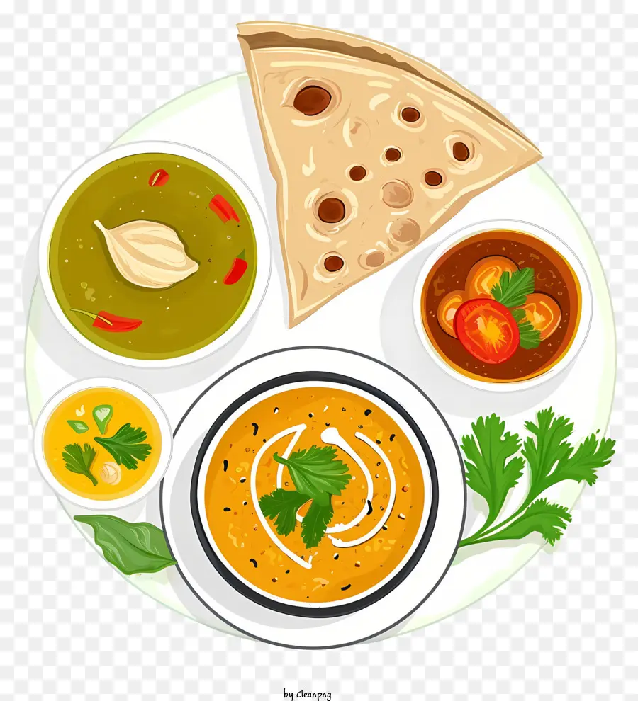 Indien Lebensmittel - Ein indischer Lebensmittelteller mit mehreren Gerichten