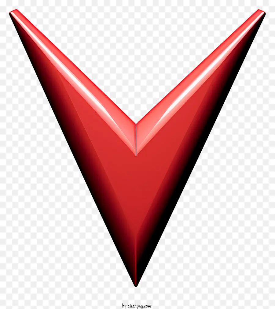 flacher rotes Pfeil rotes Dreieck glänzendes Material Schwarzer Hintergrund fett und lebendig - Fettem, glänzendem roten Dreieck auf schwarzem Hintergrund