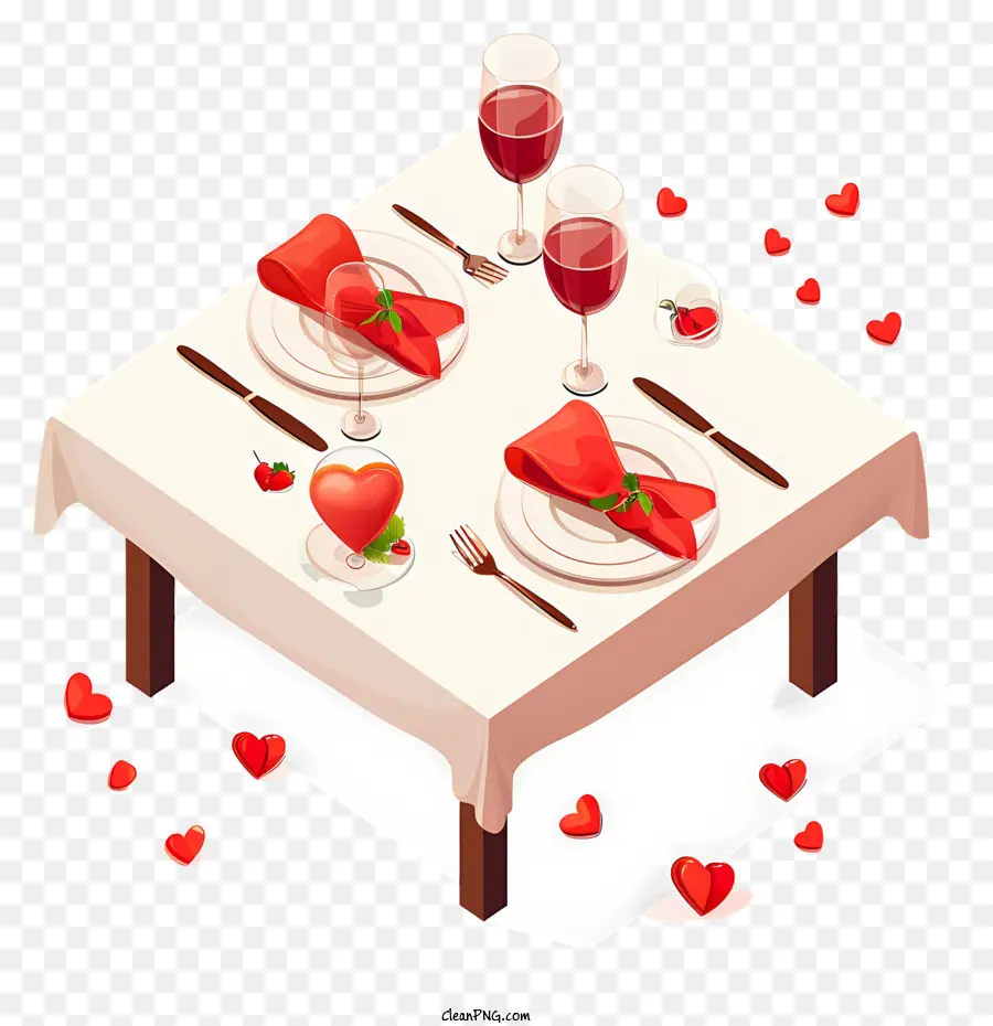 Rote Rosen - Esstisch Set mit roten Rosen und Kerzen