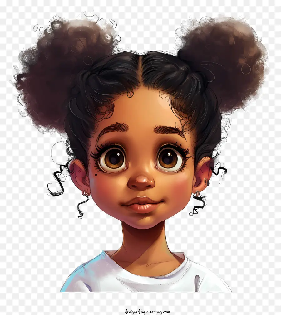 Schwarze Geschichte Monat Karikatur junges Mädchen lockiges Haar lächelnd - Karikatur des jungen Mädchens mit lockigem Haar