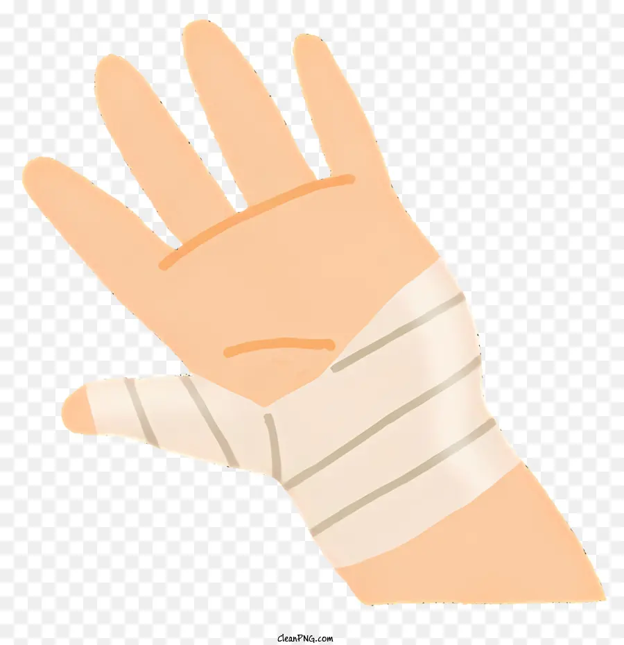 Icon Handverletzung Handgelenk Verband Fingerband Handgelenk Wrap - Hand mit gebundenem Handgelenk und Fingern voran Blick