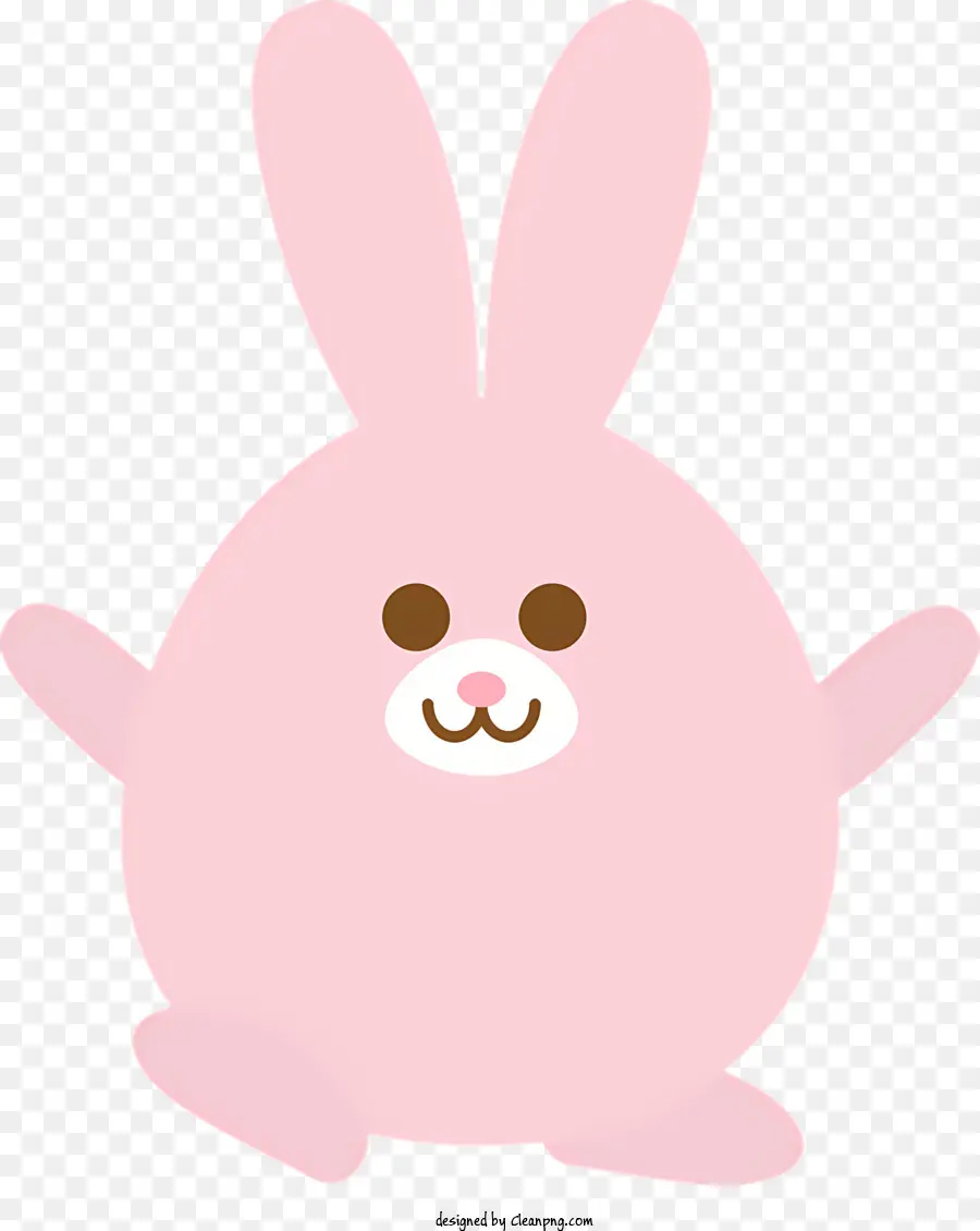frohe Ostern - Kleiner süßer rosa Hasen mit braunen Augen, lächeln