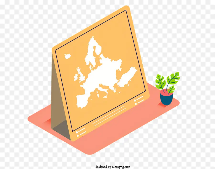 mappa l'Europa mappa la finestra in vaso la luce naturale - Mappa europea realistica con pianta in vaso, alta risoluzione
