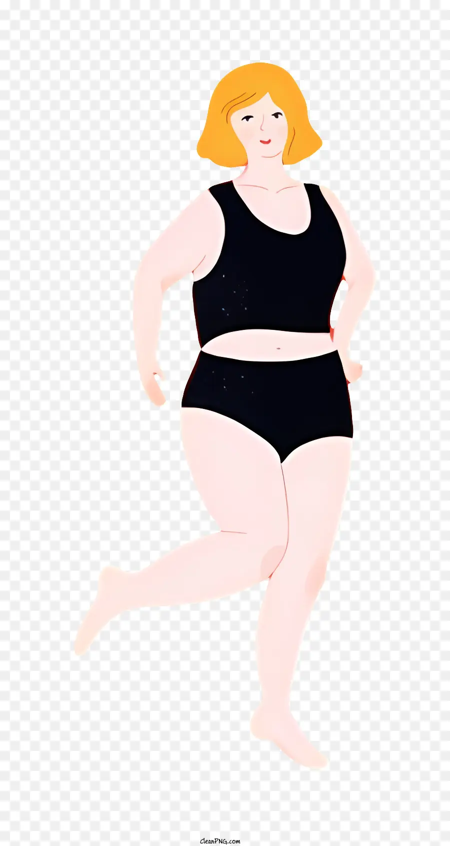 Fettkörperfrau schwarze Bikini hohe taillierte boden rote Haare - Frau, die schwarze Bikini mit verschränkten Armen trägt