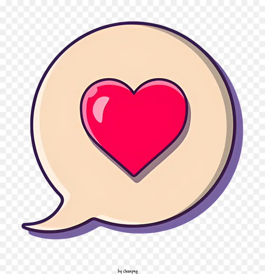simbolo di cuore - Bubbla del linguaggio con il cuore all'interno, fluttuando su sfondo trasparente