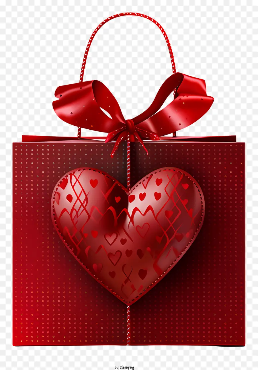 Valentinstag - Rote Geschenktüte mit Herzform im Inneren