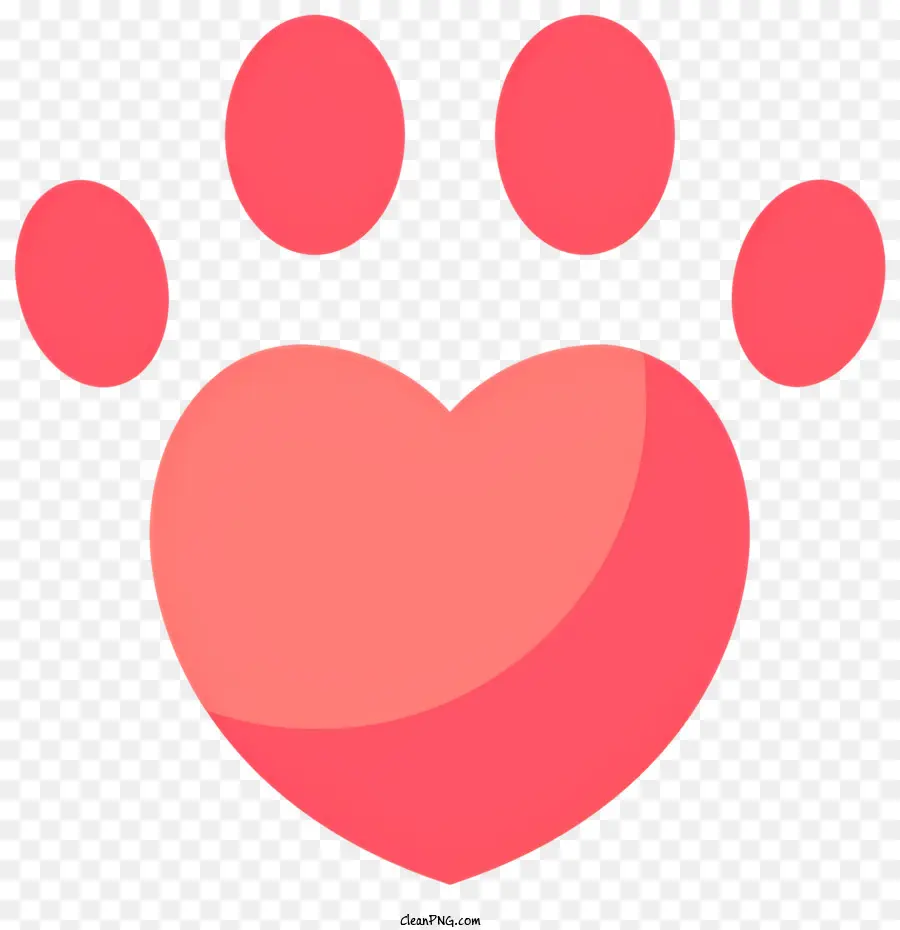 Paw a forma di cuore Stampa di zampa di zampa Stampe Red Heart Silhouette - Stampa di zampa a forma di cuore con silhouette rossa